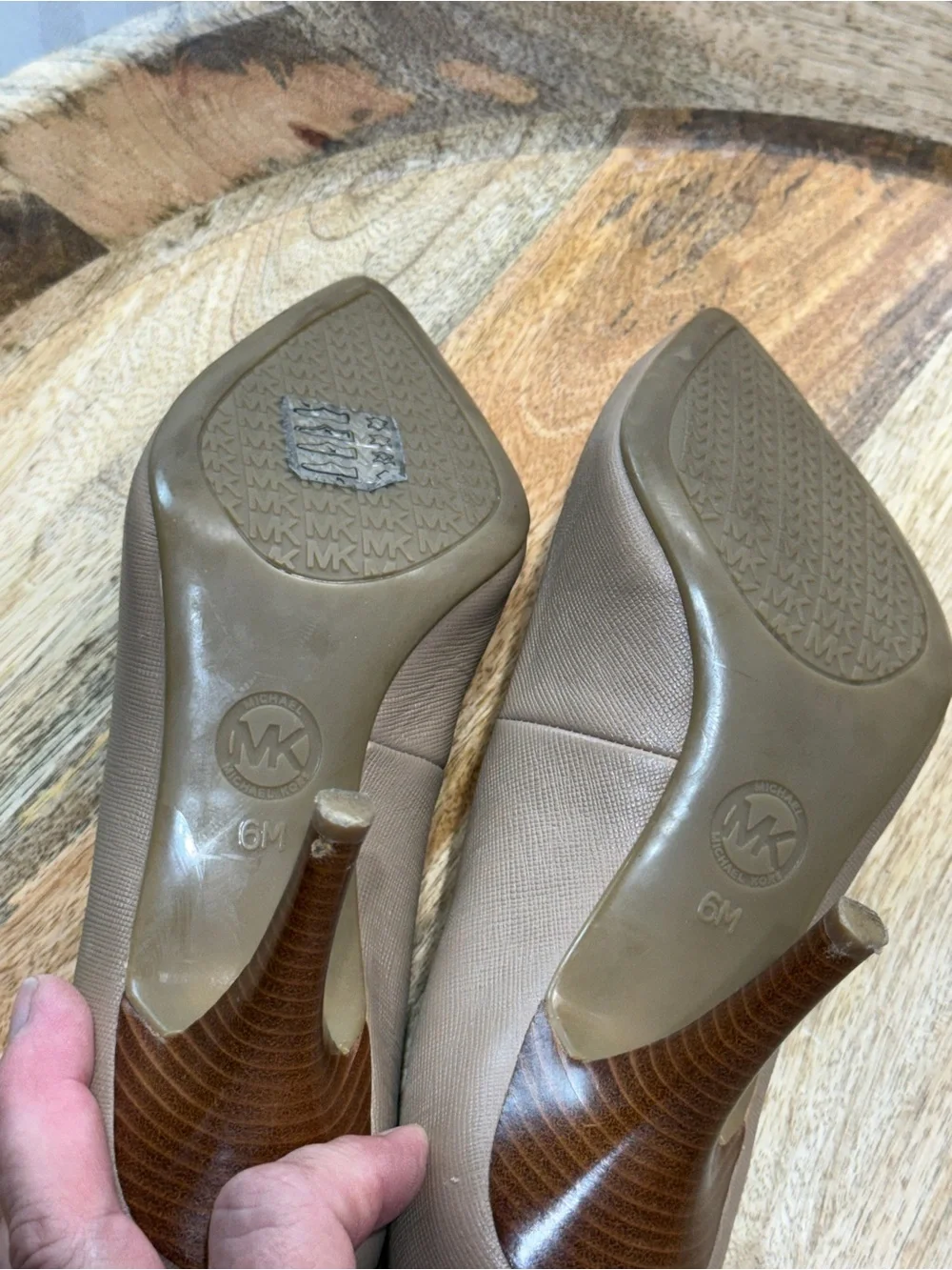 Taupe Pointed Toe Pumps Michael Kors 6M Textured Career Heels